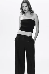 Linen-Blend Barrel-Leg Pants