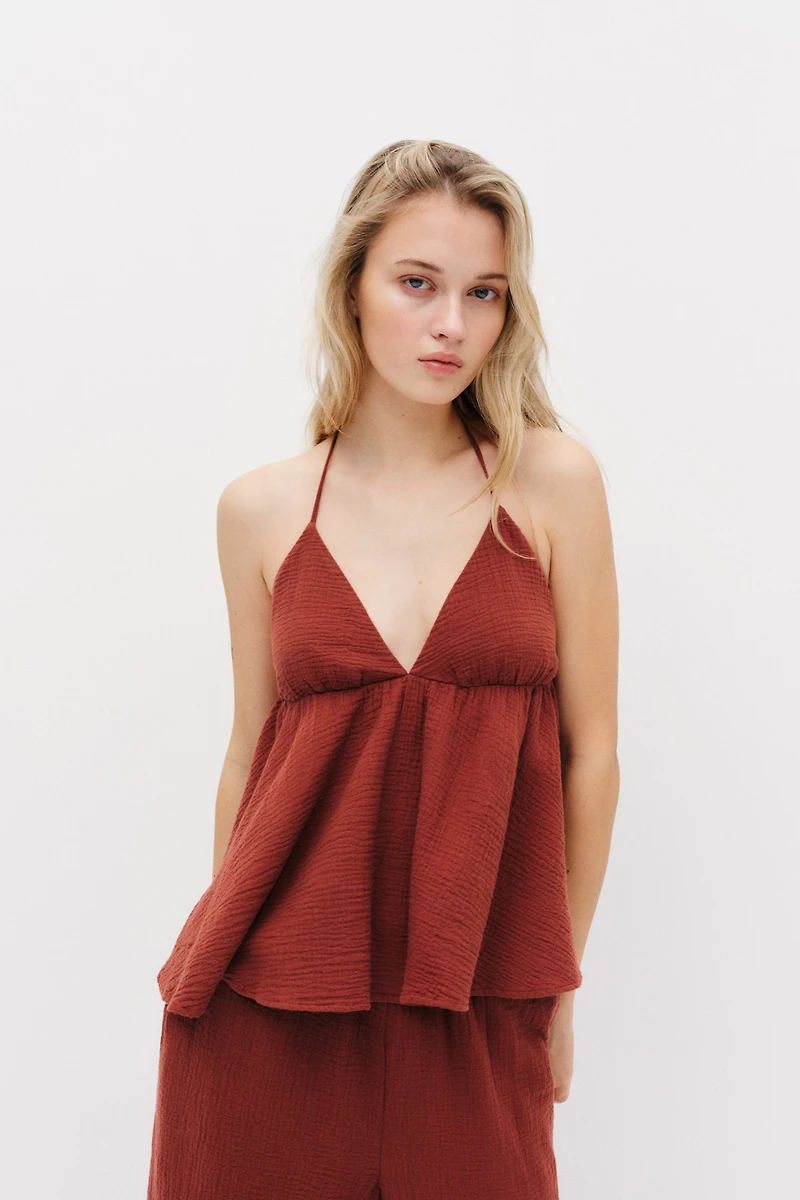 Cotton halterneck top