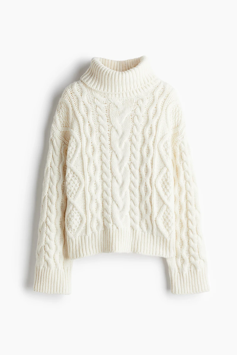 Cable-Knit Turtleneck Sweater