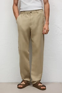 Regular-Fit Linen-Blend Pants