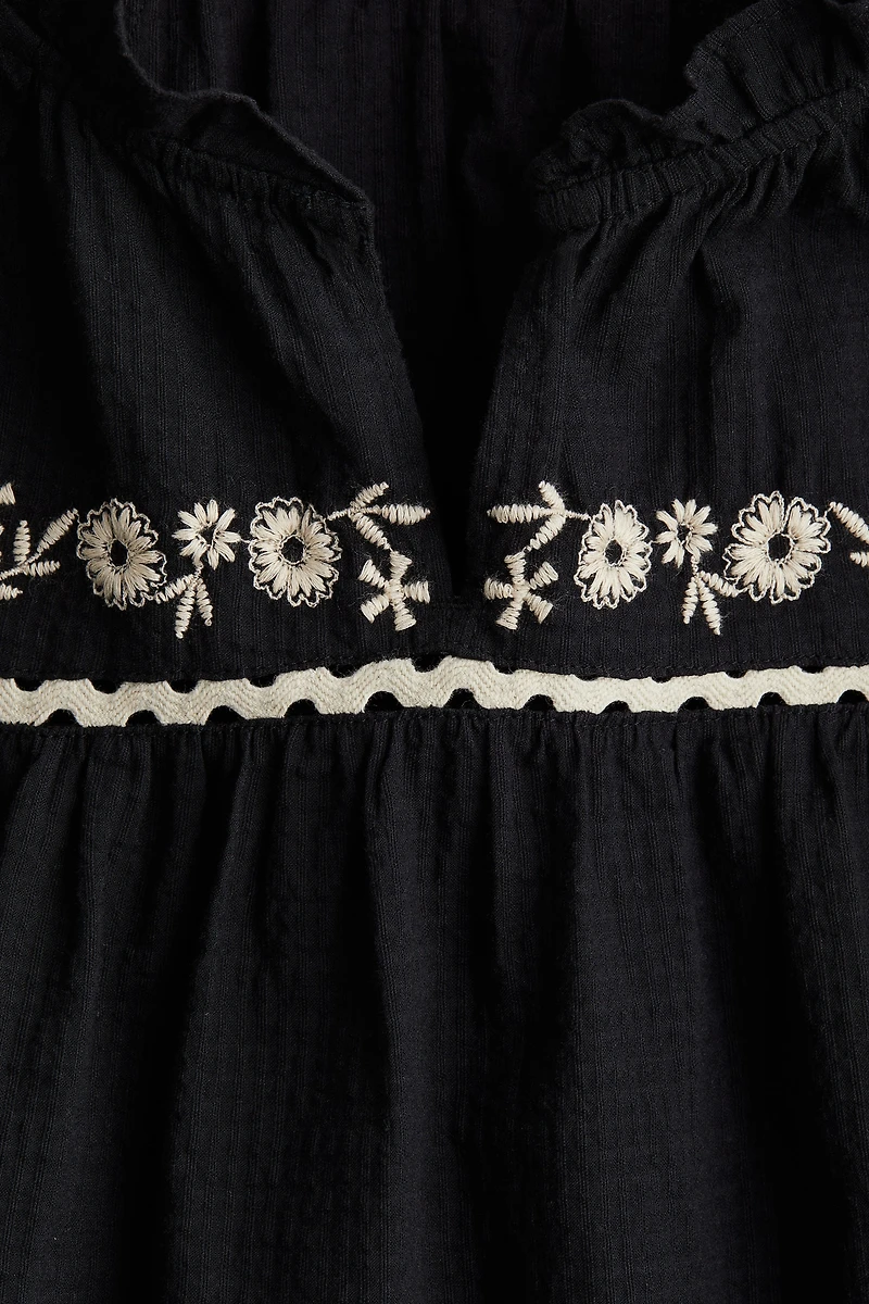 Embroidered-Detail Cotton Blouse