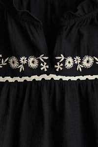 Embroidered-Detail Cotton Blouse