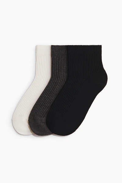 3-Pack Rib-Knit Ankle Socks