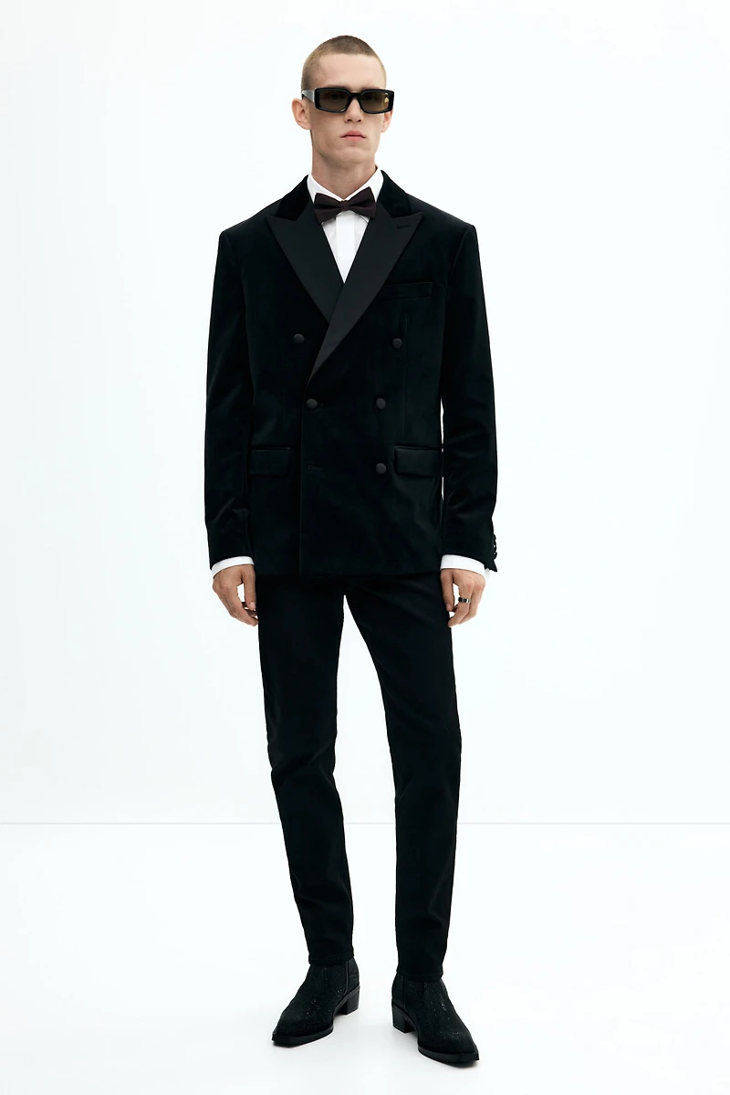 Regular-Fit Double-Breasted Velvet Jacket