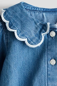 Scalloped Denim Blouse
