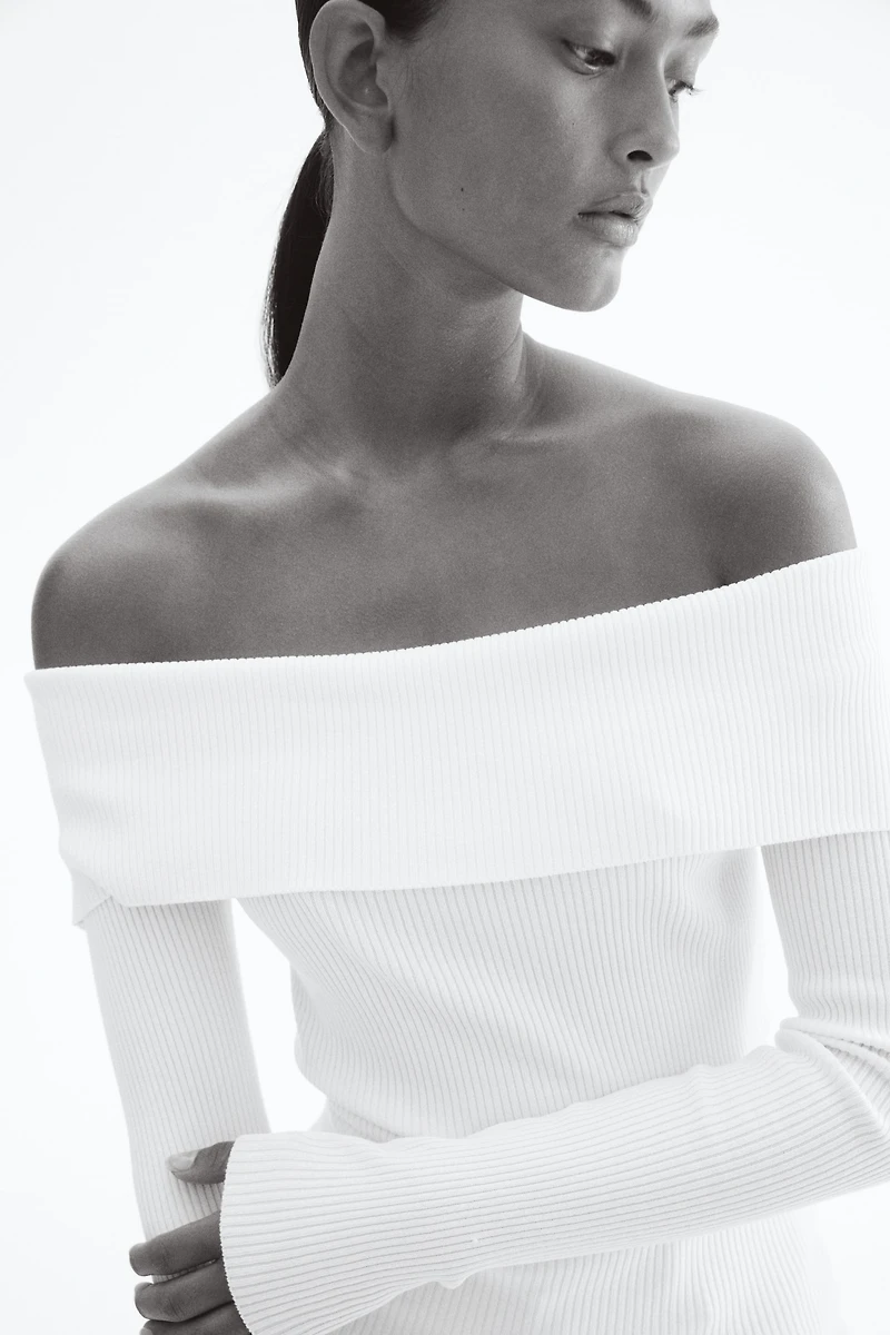 Rib-knit Off-the-shoulder Top
