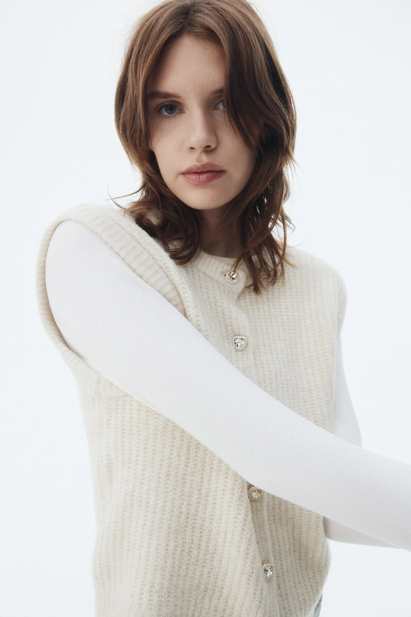 Gilet sans manches en tricot côtelé