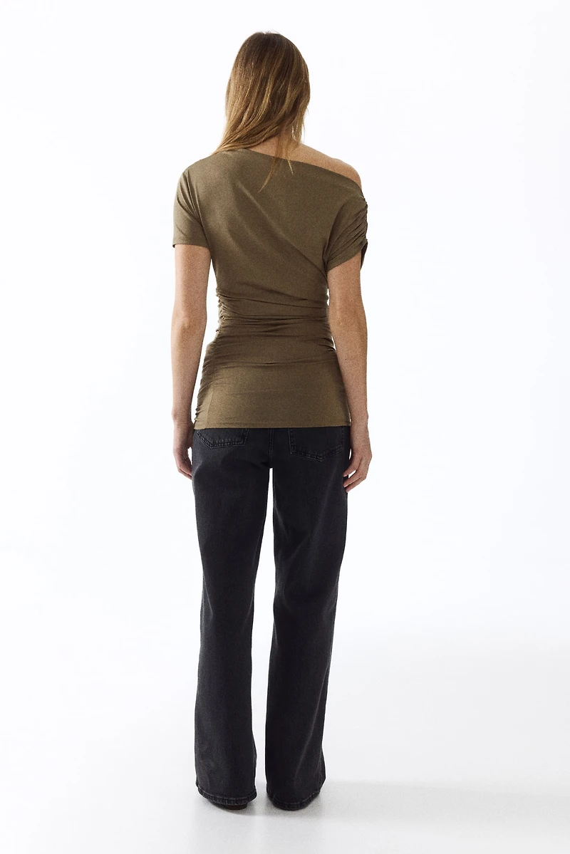 MAMA Draped One-Shoulder Top
