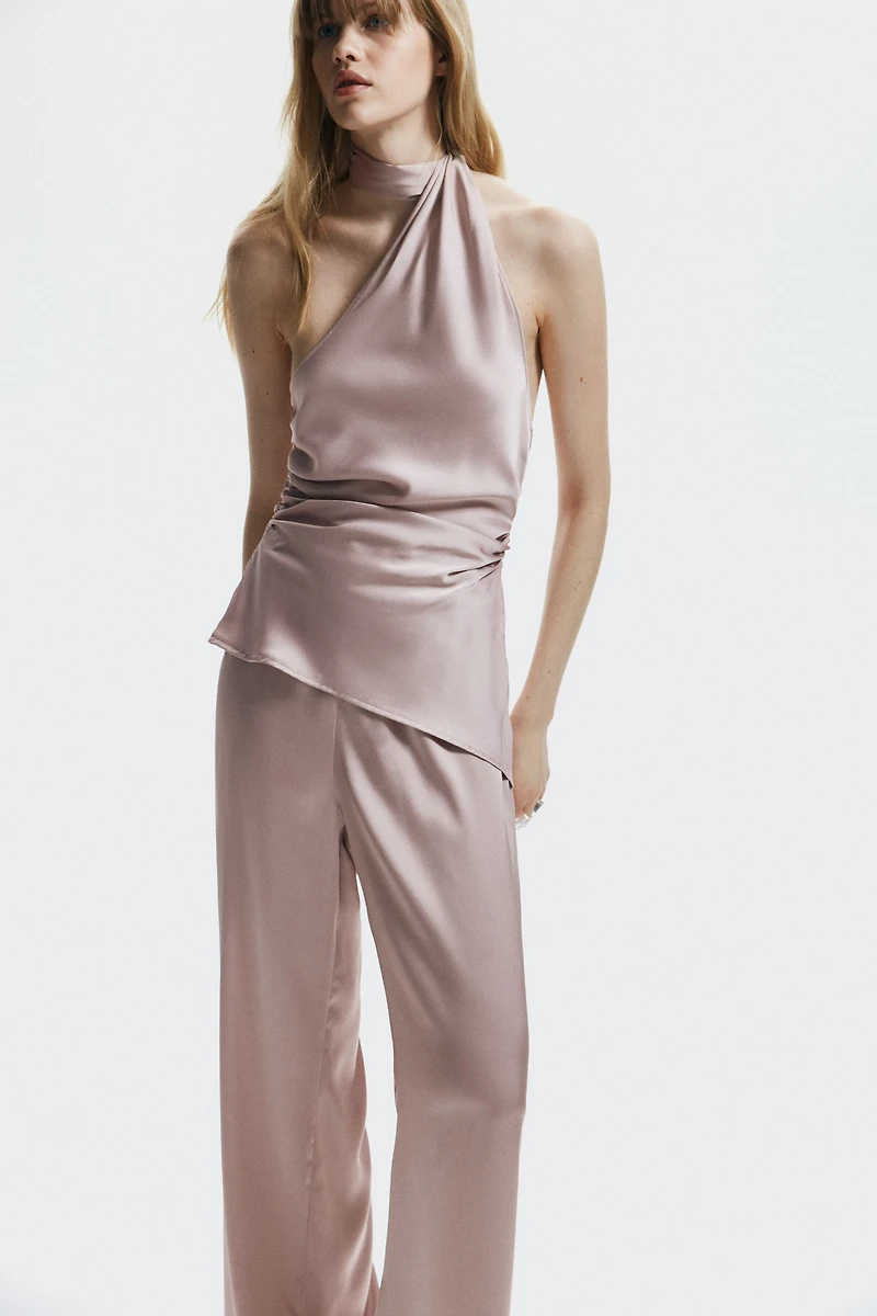 Wide-Leg Satin Pants