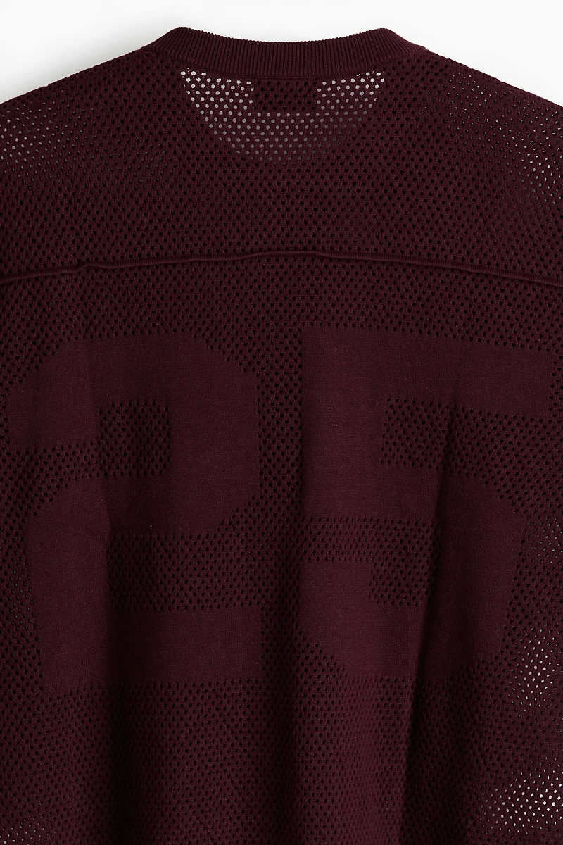 Boxy Relaxed-Fit Open-Knit T-Shirt