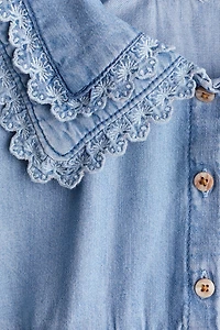 Denim Dress with Sailor Collar