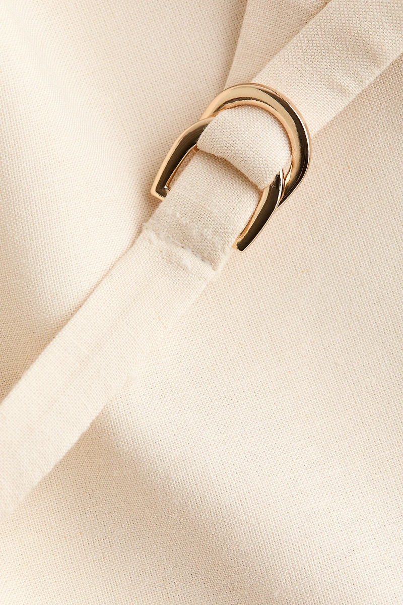 Short-Sleeved Linen-Blend Jacket