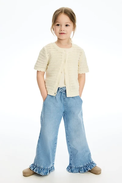 Ruffle-Trimmed Cotton Pants
