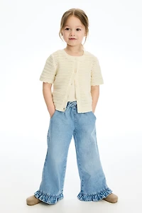 Ruffle-Trimmed Cotton Pants