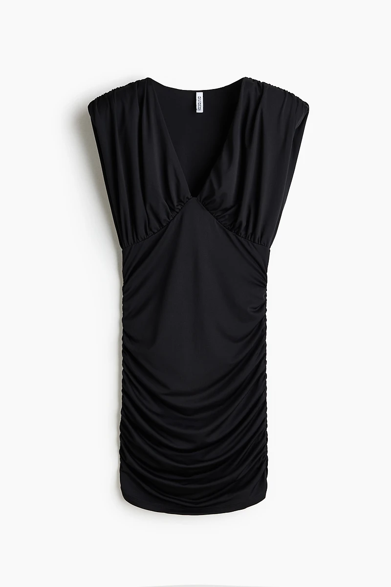 Draped Dress with Shoulder Pads