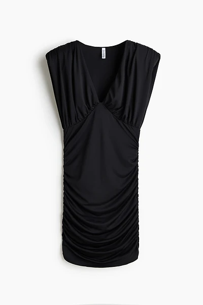 Draped Dress with Shoulder Pads