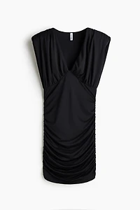Draped Dress with Shoulder Pads