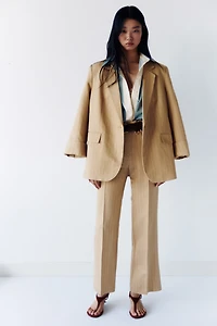 Linen-Blend Dress Pants