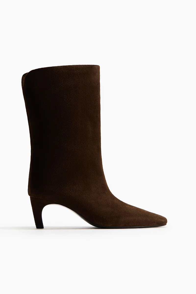 Bottes à talon en daim