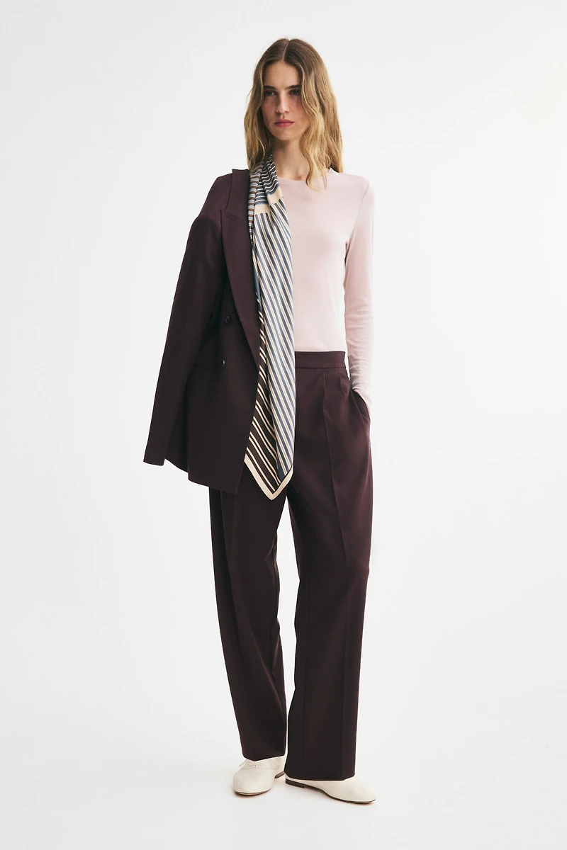Pleated Tab-Detail Pants