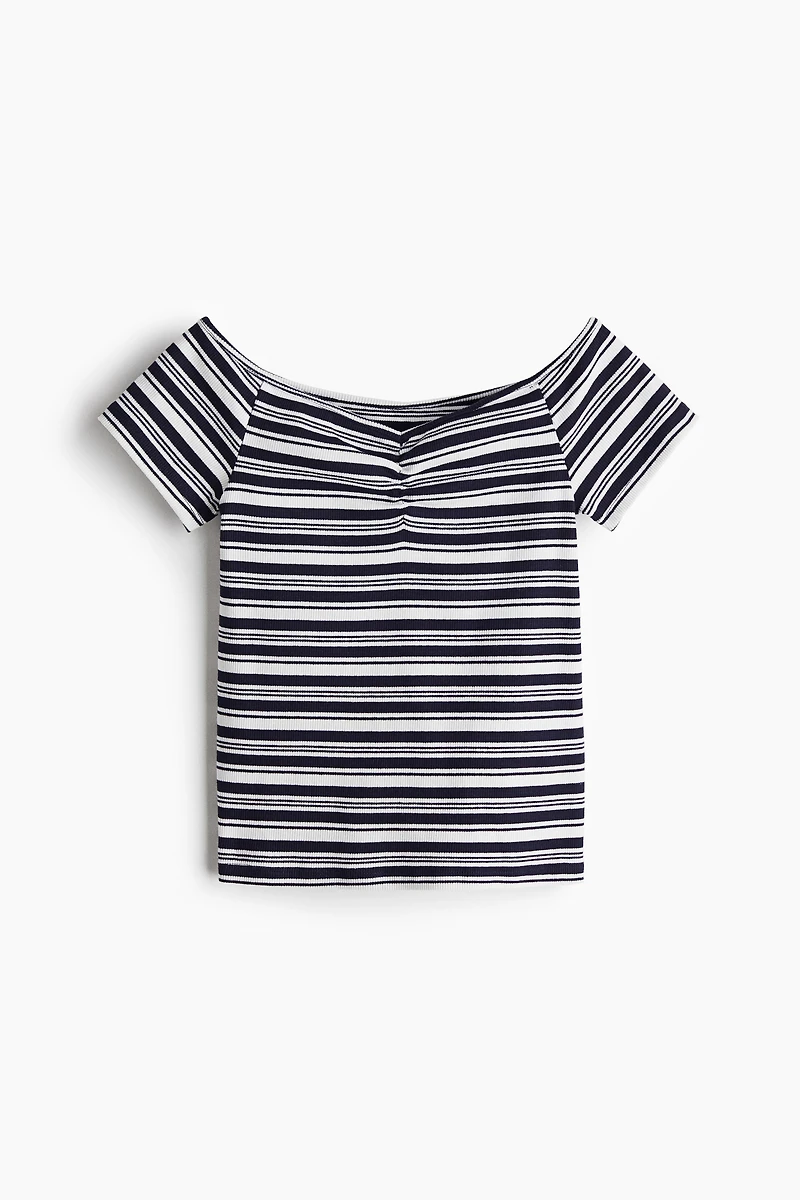 Ribbed Boat-Neck Top