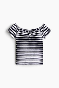 Ribbed Boat-Neck Top