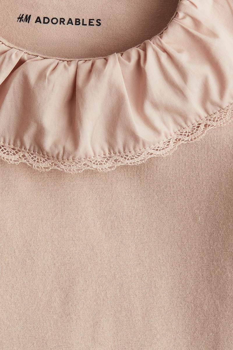 Cotton Bodysuit with Collar