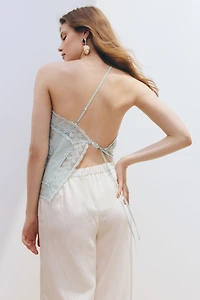Lace-Trimmed One-Shoulder Top