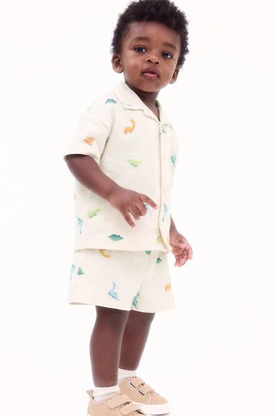 2-Piece Terry Resort Shirt and Shorts Set