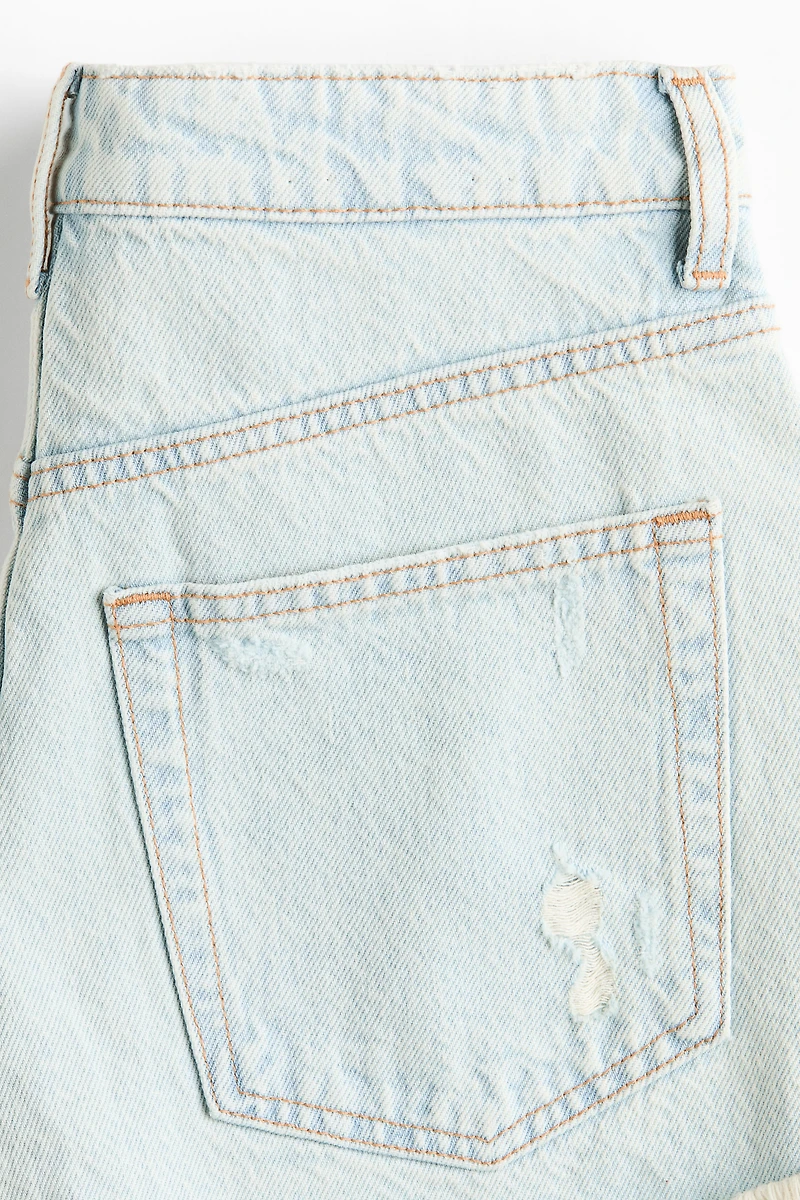 Distressed-Look Denim Shorts