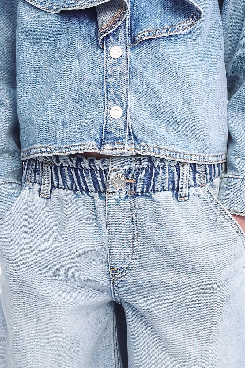 Paper-Bag Denim Shorts