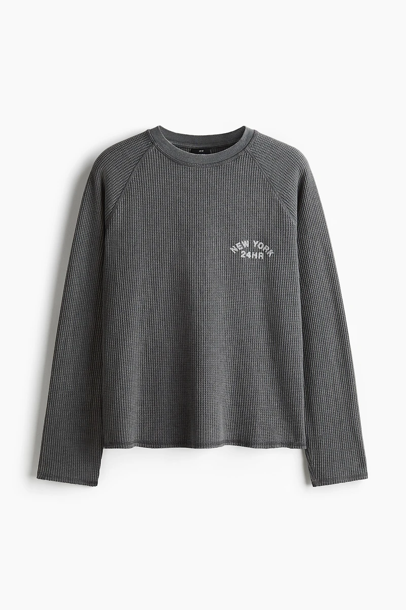 Regular-Fit Waffled Long-Sleeved Shirt