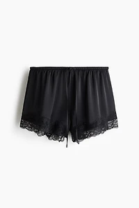 Lace-Trimmed Satin Shorts