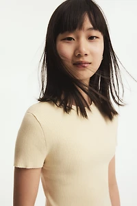 Short rib-knit top