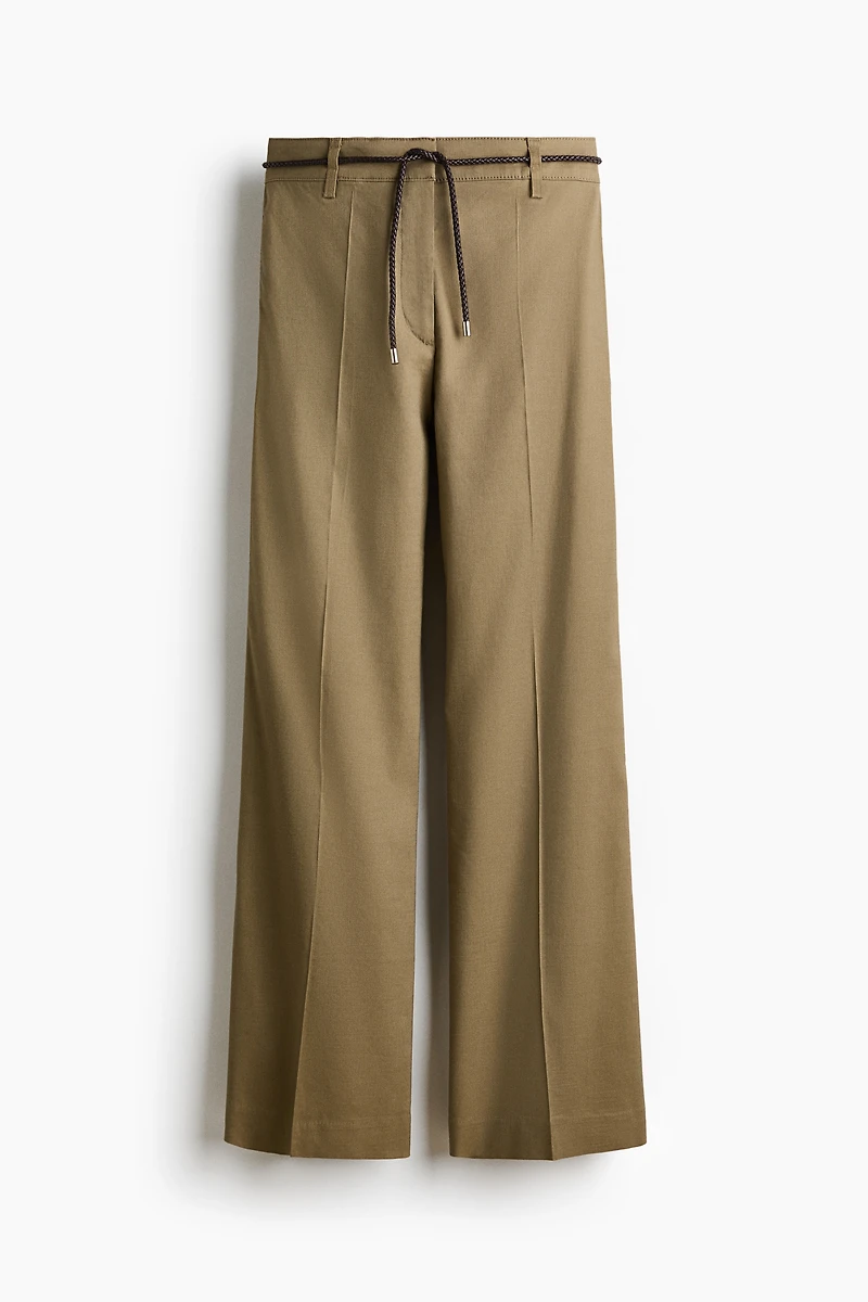 Linen-Blend Bootcut Pants