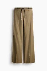 Linen-Blend Bootcut Pants