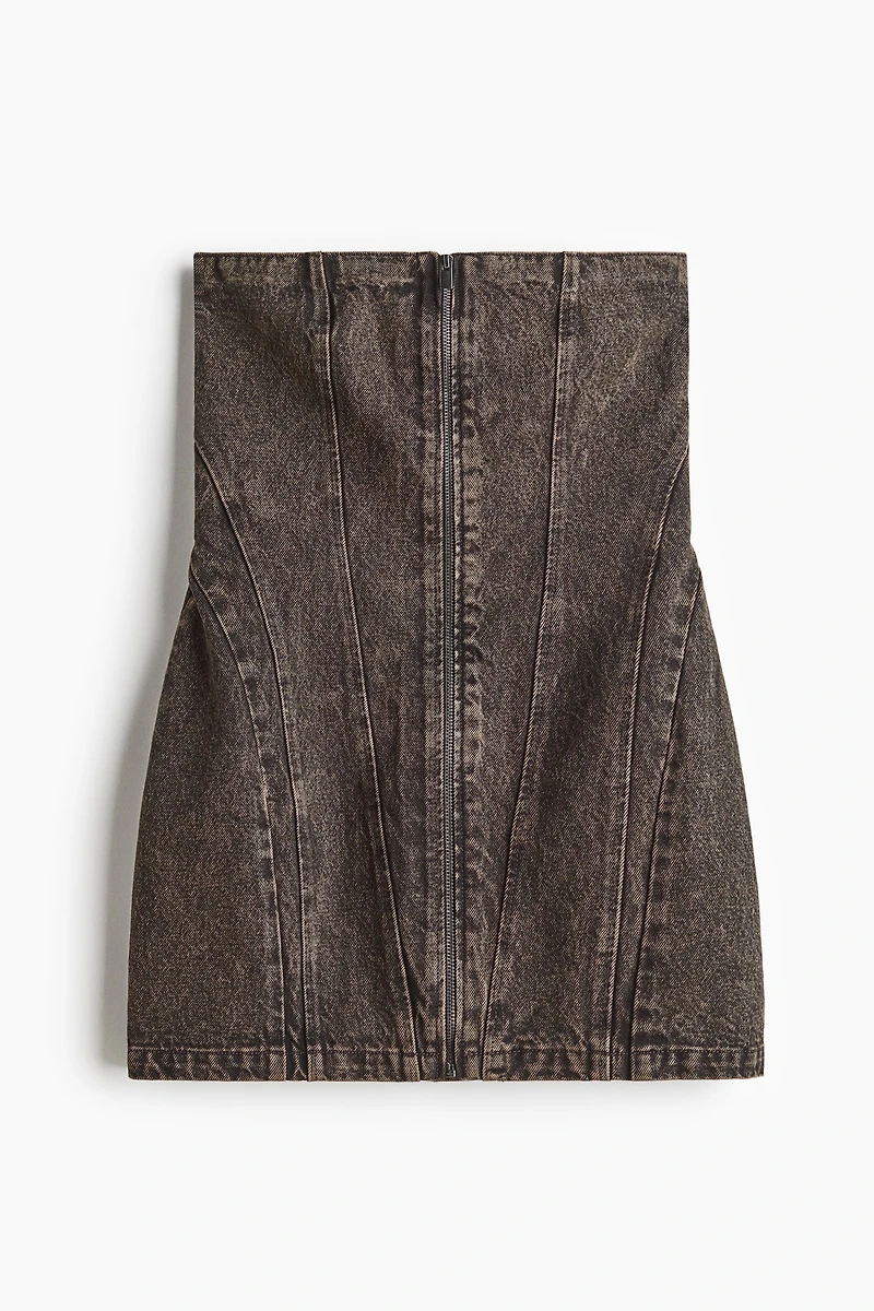 Mini robe bandeau en denim