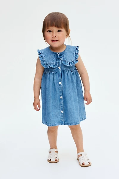 Denim Dress with Sailor Collar