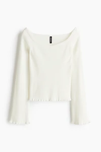 Haut en tricot côtelé à épaules dénudées