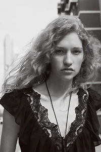 Flounce-Trimmed Lyocell Top