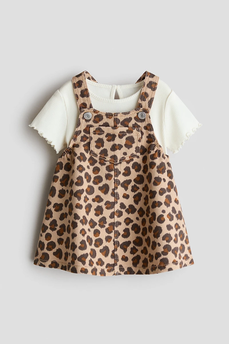 2-Piece Overall Dress and Top Set