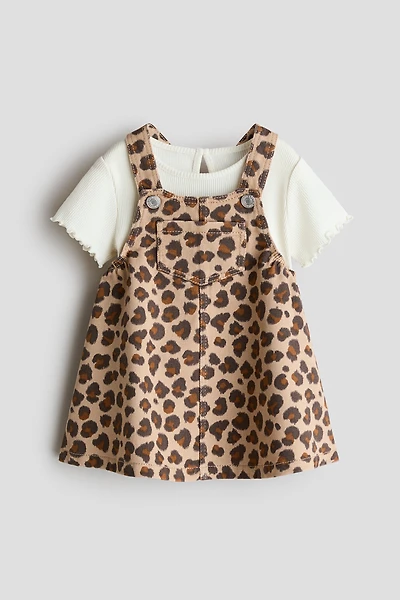 2-Piece Overall Dress and Top Set