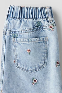 Embroidered-Detail Denim Skirt