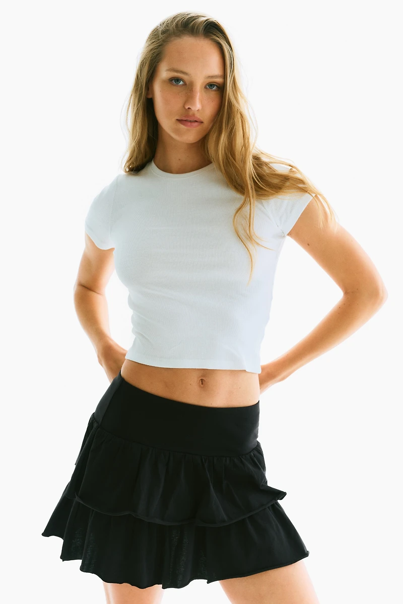 Tiered Jersey Mini Skirt