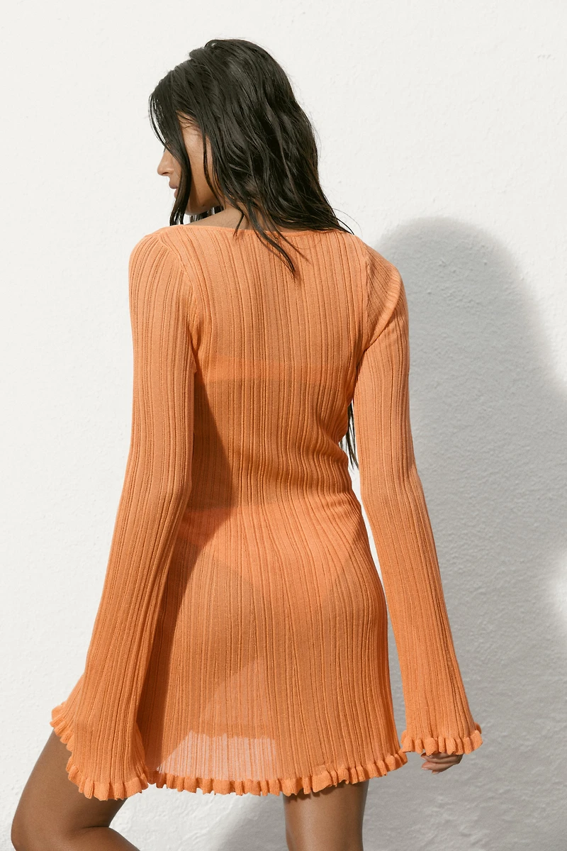 Robe de plage en tricot côtelé