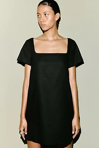 Linen-Blend Shift Dress