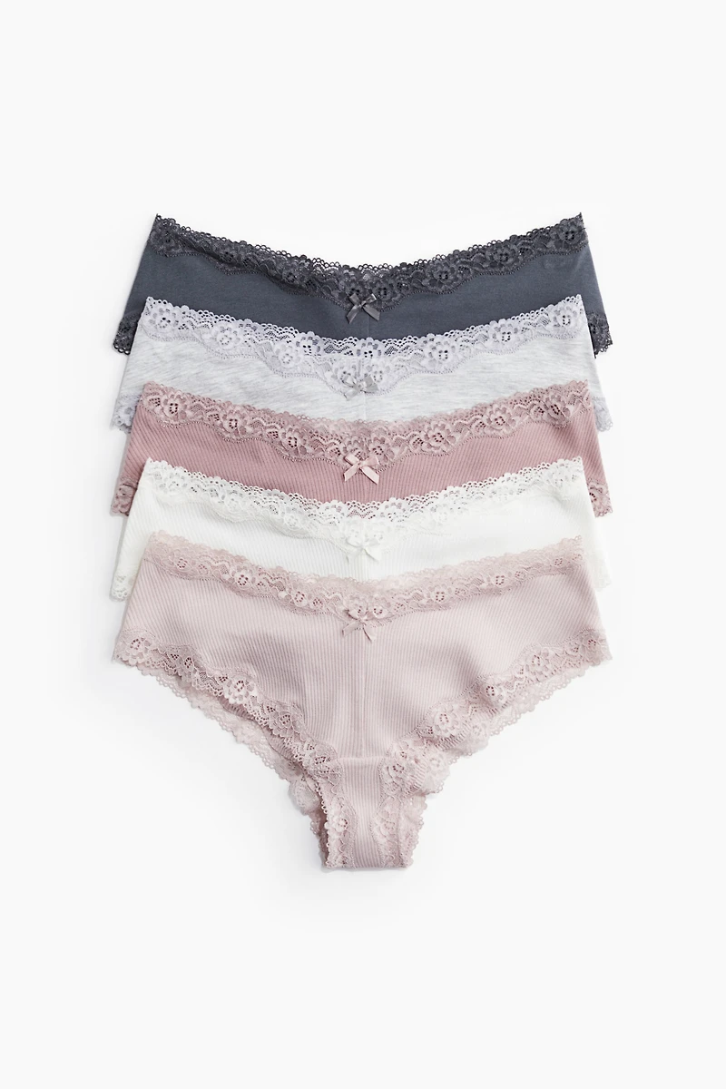 5-pack Cotton and Lace Hipster Briefs