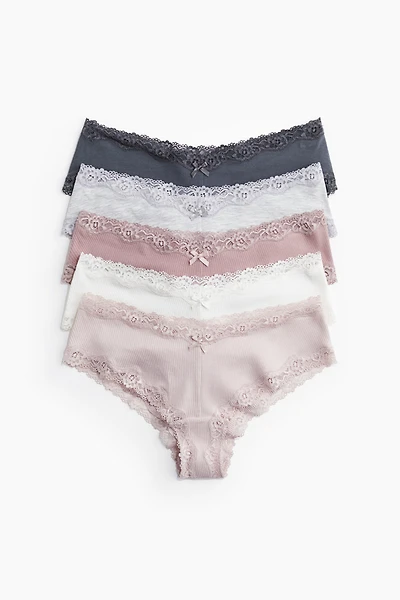 5-pack Cotton and Lace Hipster Briefs