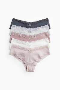 5-pack Cotton and Lace Hipster Briefs