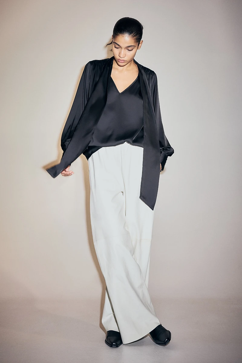 Tie-Neck Chiffon Blouse